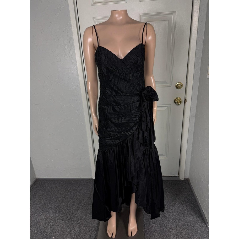 Vintage 80s TD4 Eletra Women's Dress 9/10 Prom Formal Evening Lace P28